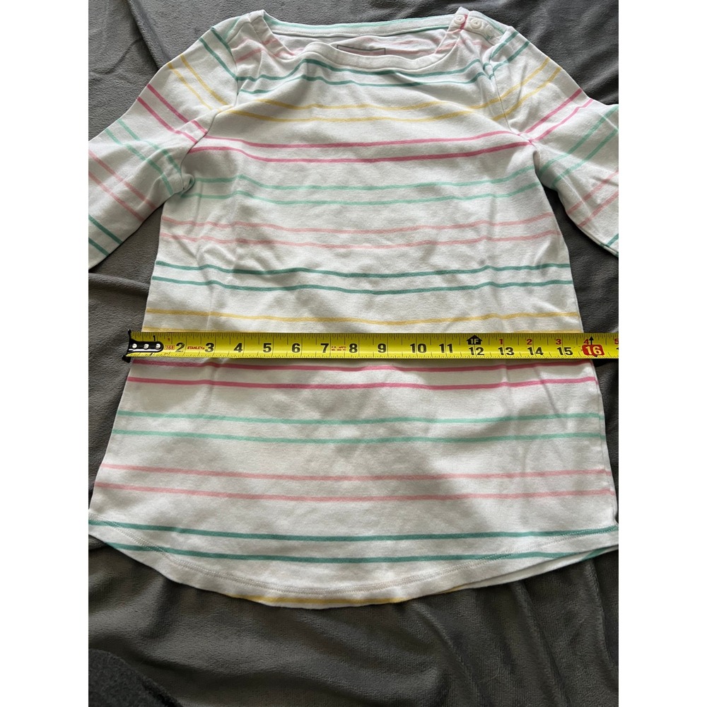 Charter Club Womens Supima Cotton Striped Boat Neck Top White Multi Size M - Picture 4 of 8